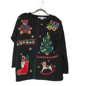 Victoria Jones Embroidered Christmas Sweater szLg